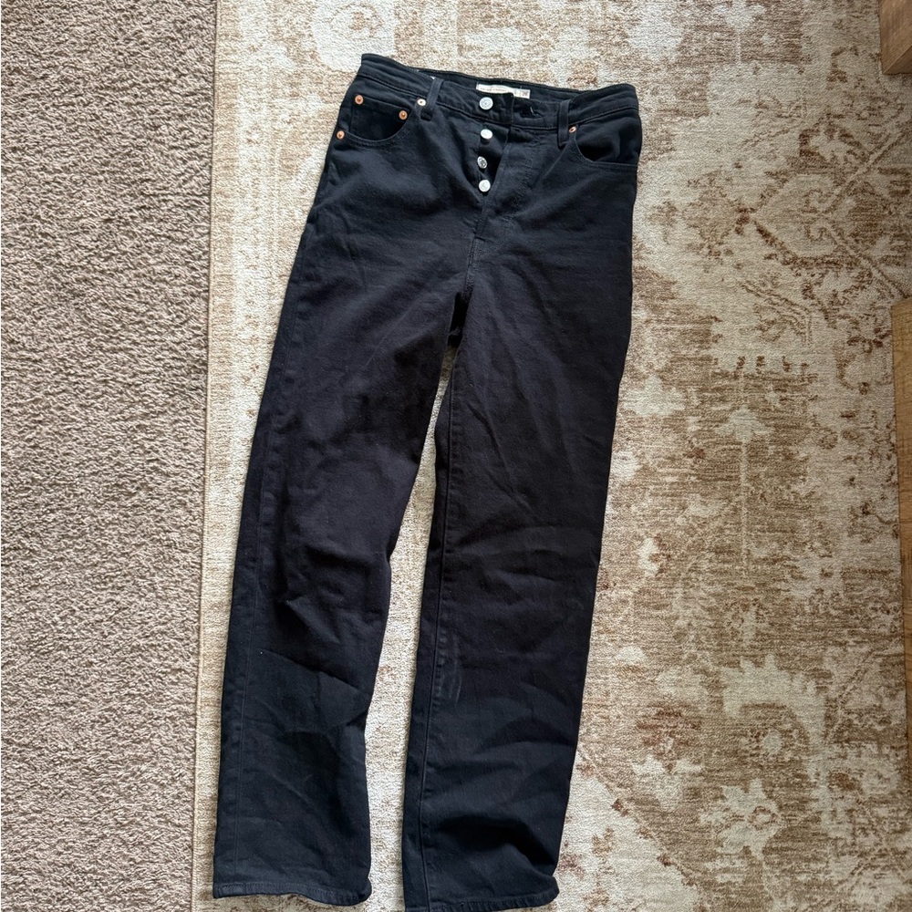 Women's Black High-Rise Straight Jeans